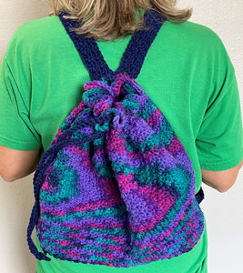 Blue Multi-Colored Drawstring Backpack