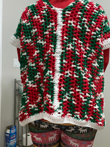 Christmas Short Sleeve Crochet Sweater