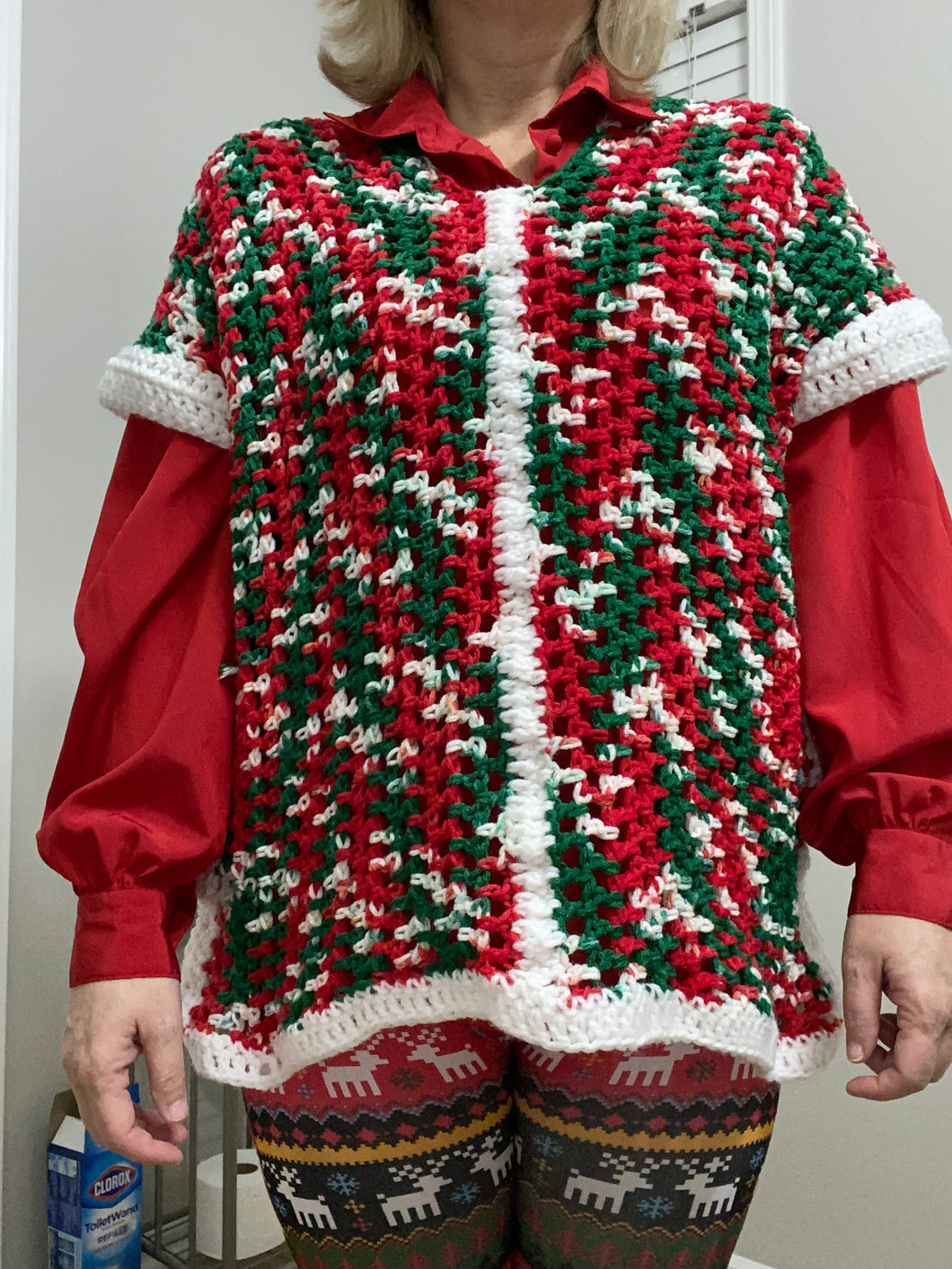 Christmas Short Sleeve Crochet Sweater